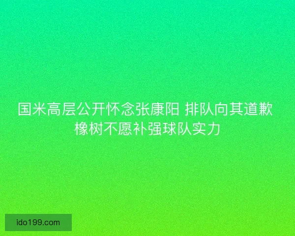 国米高层公开怀念张康阳 排队向其道歉 橡树不愿补强球队实力