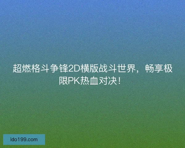 超燃格斗争锋2D横版战斗世界，畅享极限PK热血对决！